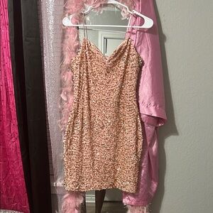 Elegant Sequin Pink Prom Dress